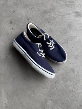 Navy Blue Polo Ralph Lauren Low Top Canvas Sneakers - 3.5